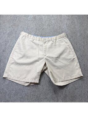 Onward Reserve Shorts Men 38 Beige Flat Front Performance Stretch 8"